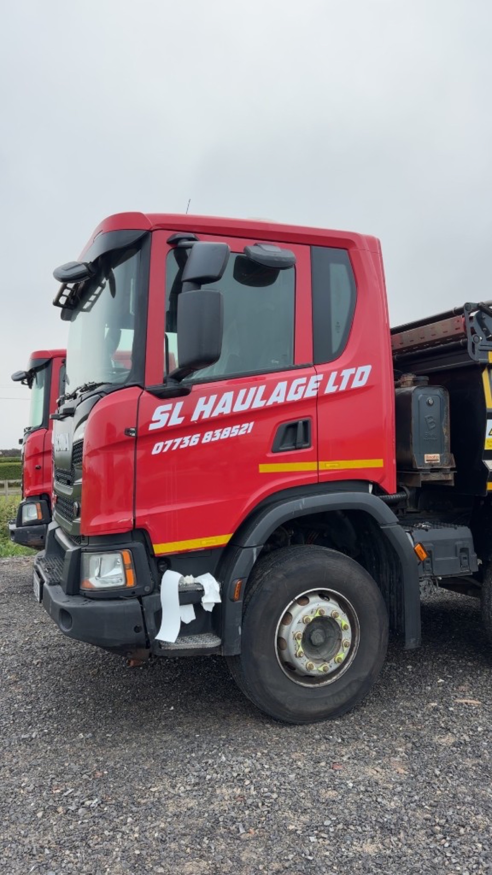 SL Haulage Ltd Scania tipper with vinyl fleet livery