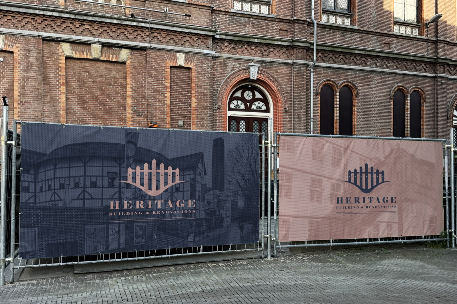 Scaffold banner on temporary site fencing