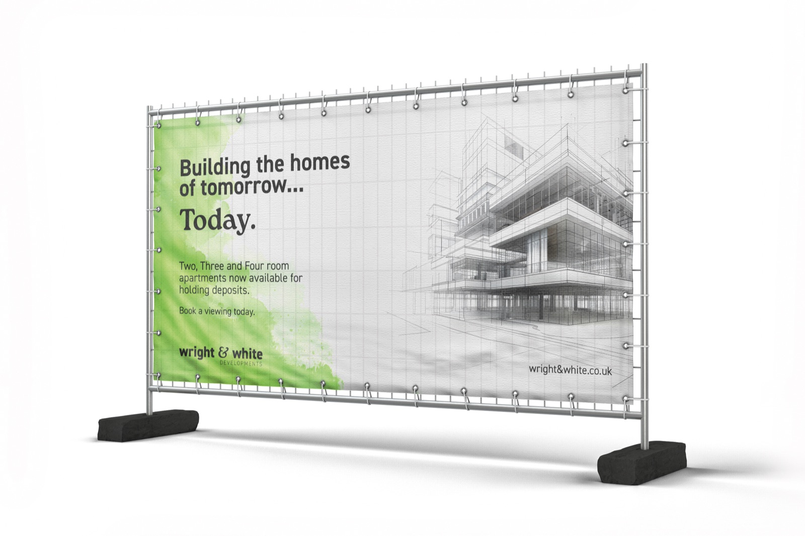 Printed fence cover banners on temporary site fencing