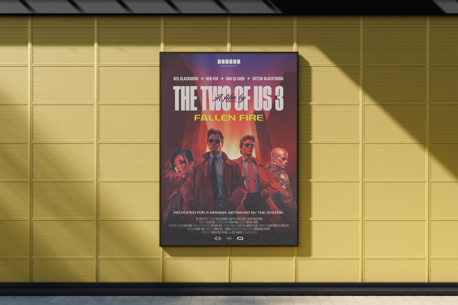 Large format poster display on a wall
