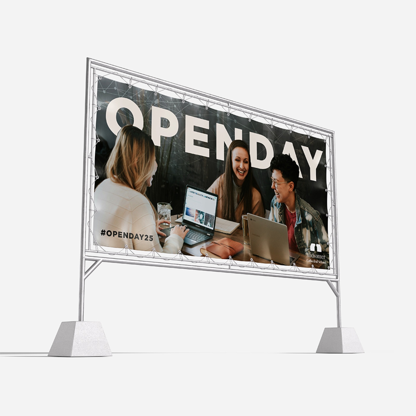 Promotional outdoor banner at an event