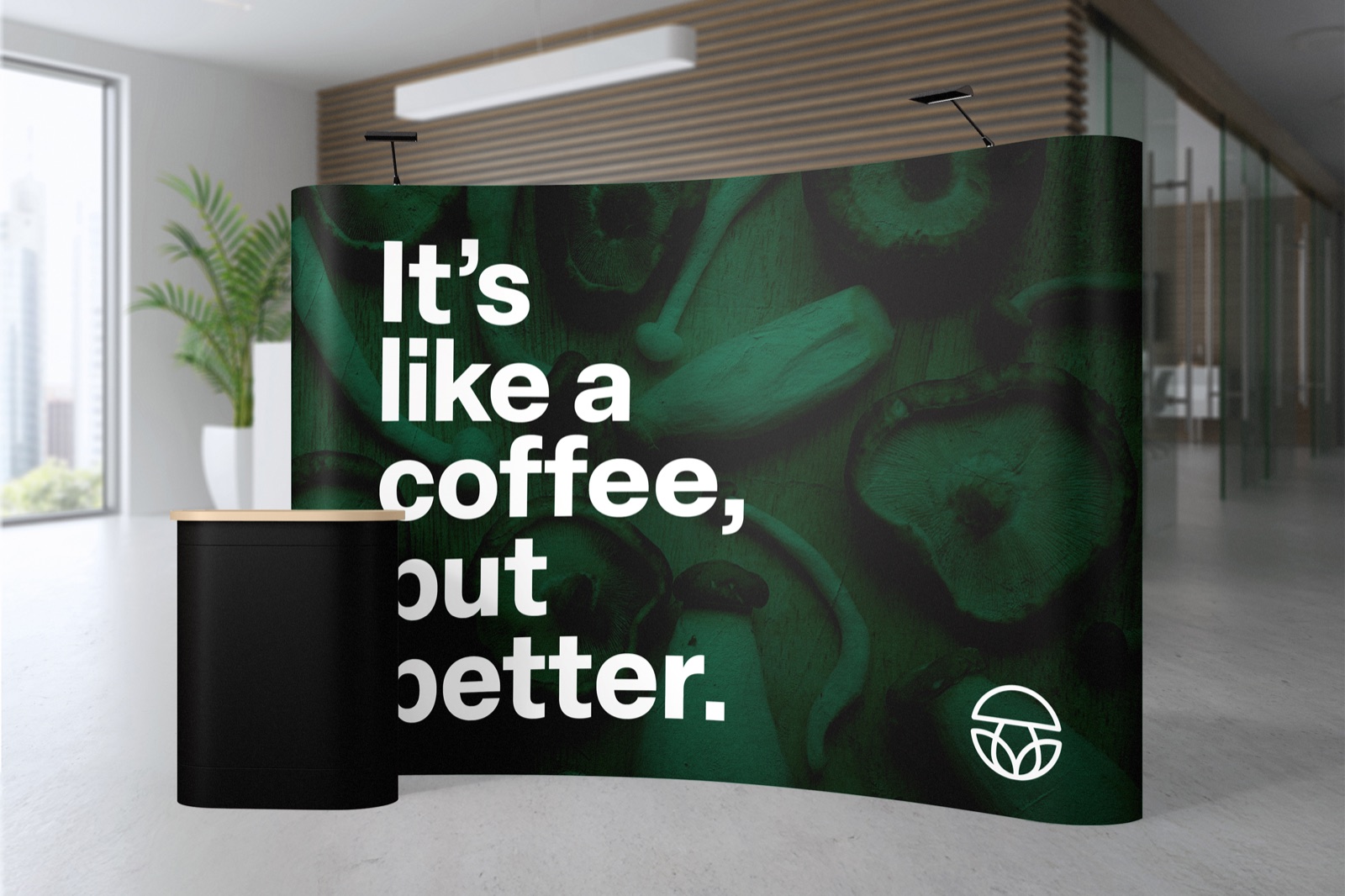 Exhibition pop-up stand with printed panels