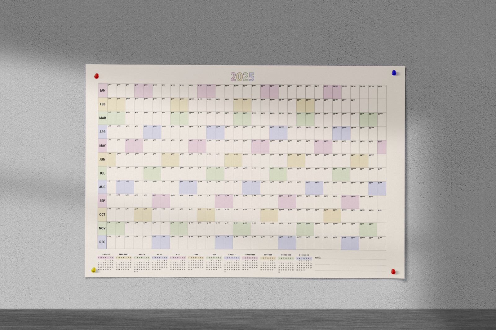 Large format wall planner print