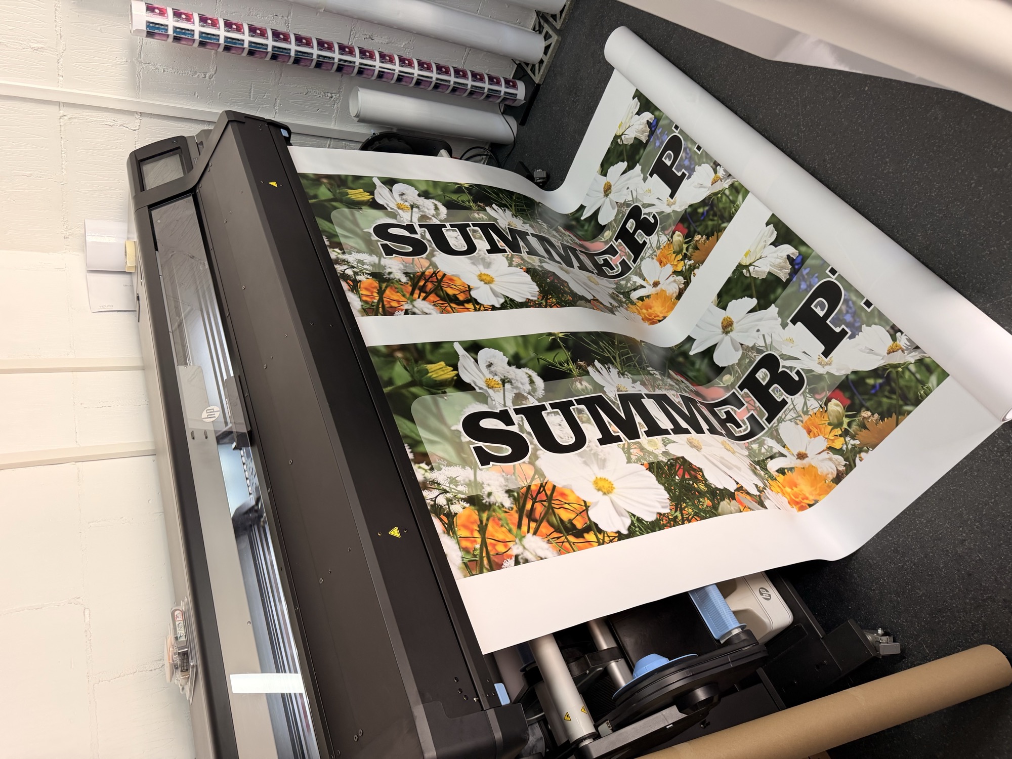 Large-format HP printer producing full-colour outdoor banners