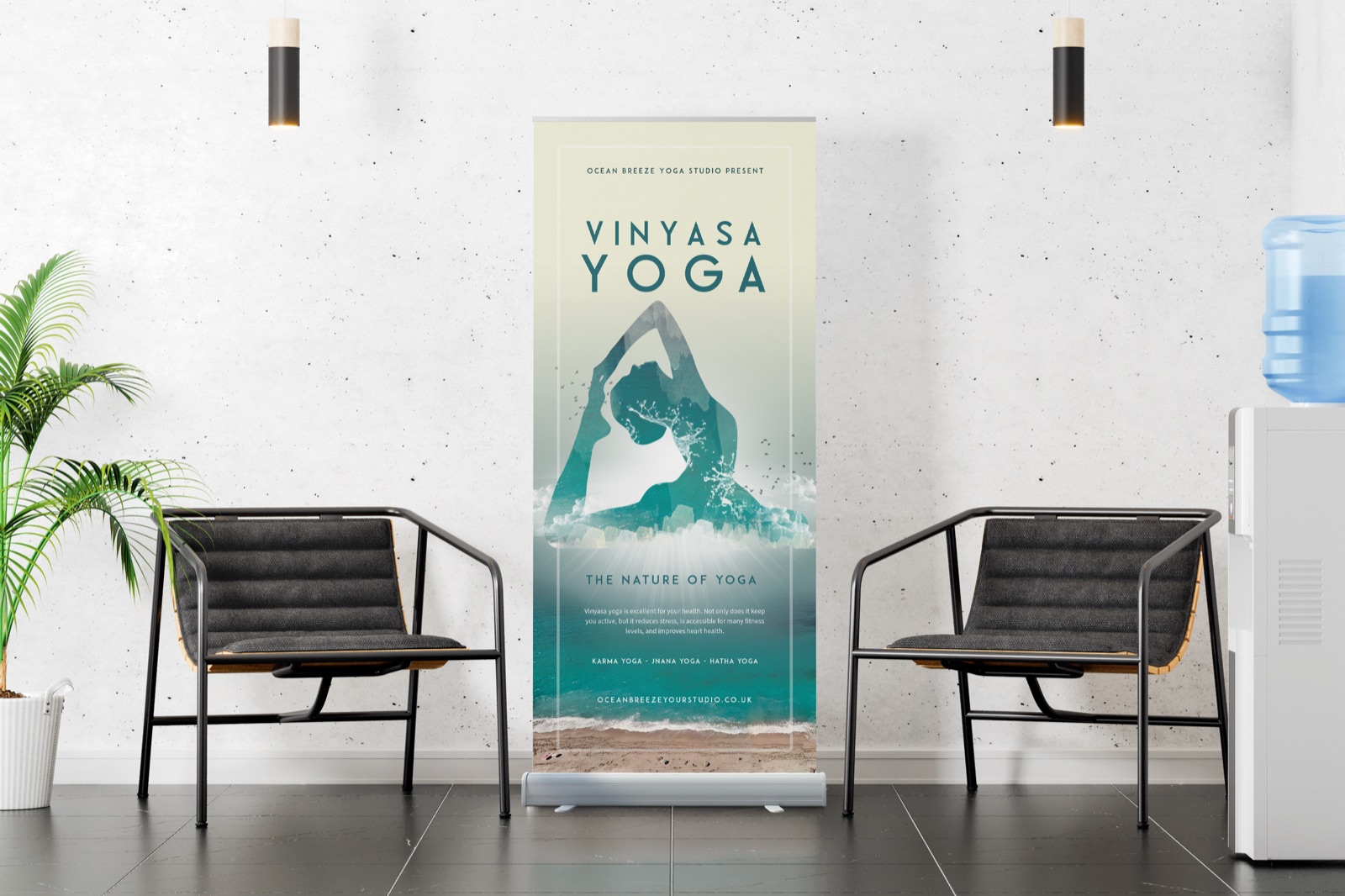 Standard roll-up banner stand with printed graphic